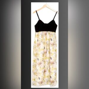 Stitchdrop Floral Maxi Dress with Black crochet bodice -  Size M